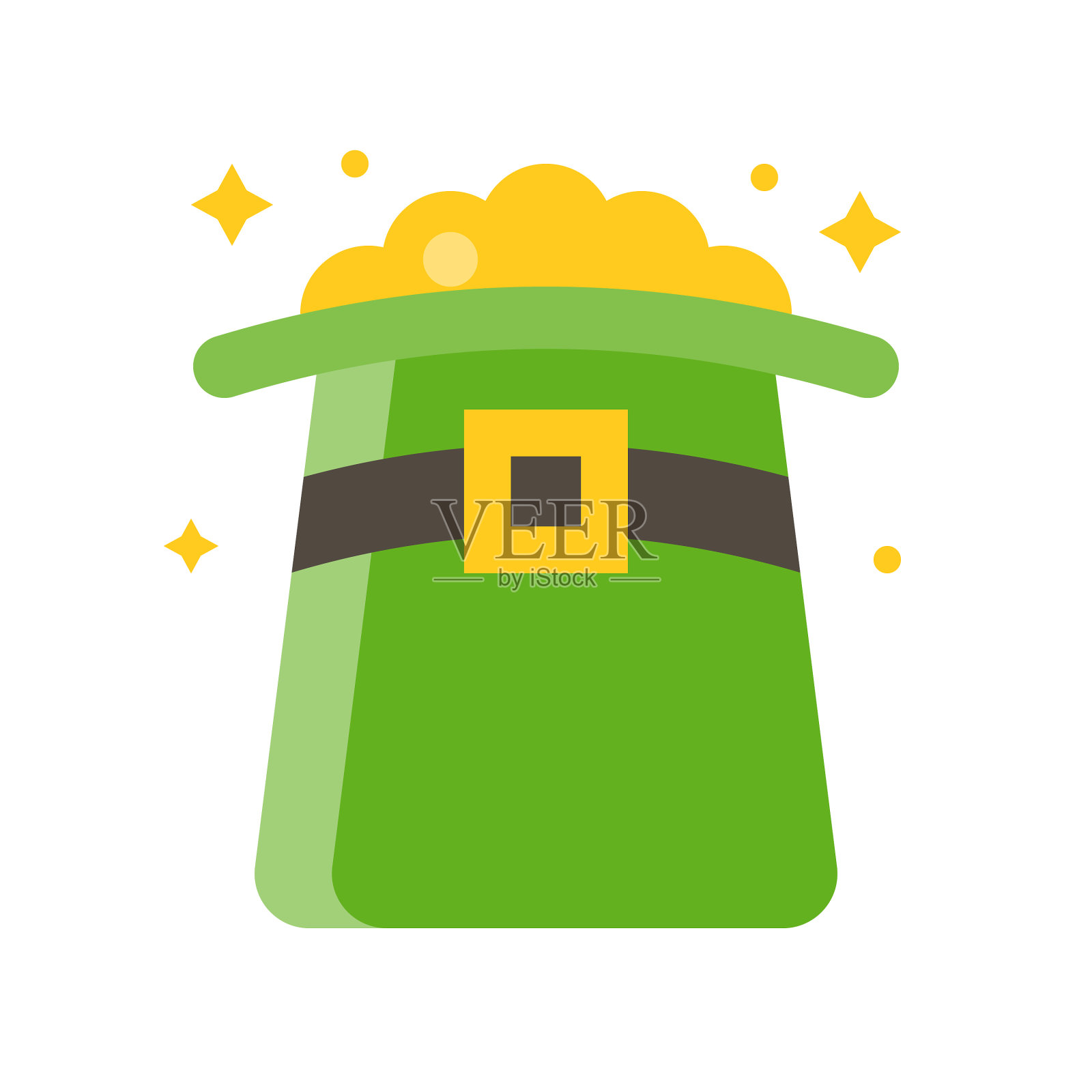 金帽子上的圣帕特里克盛宴扁平图标设计元素图片