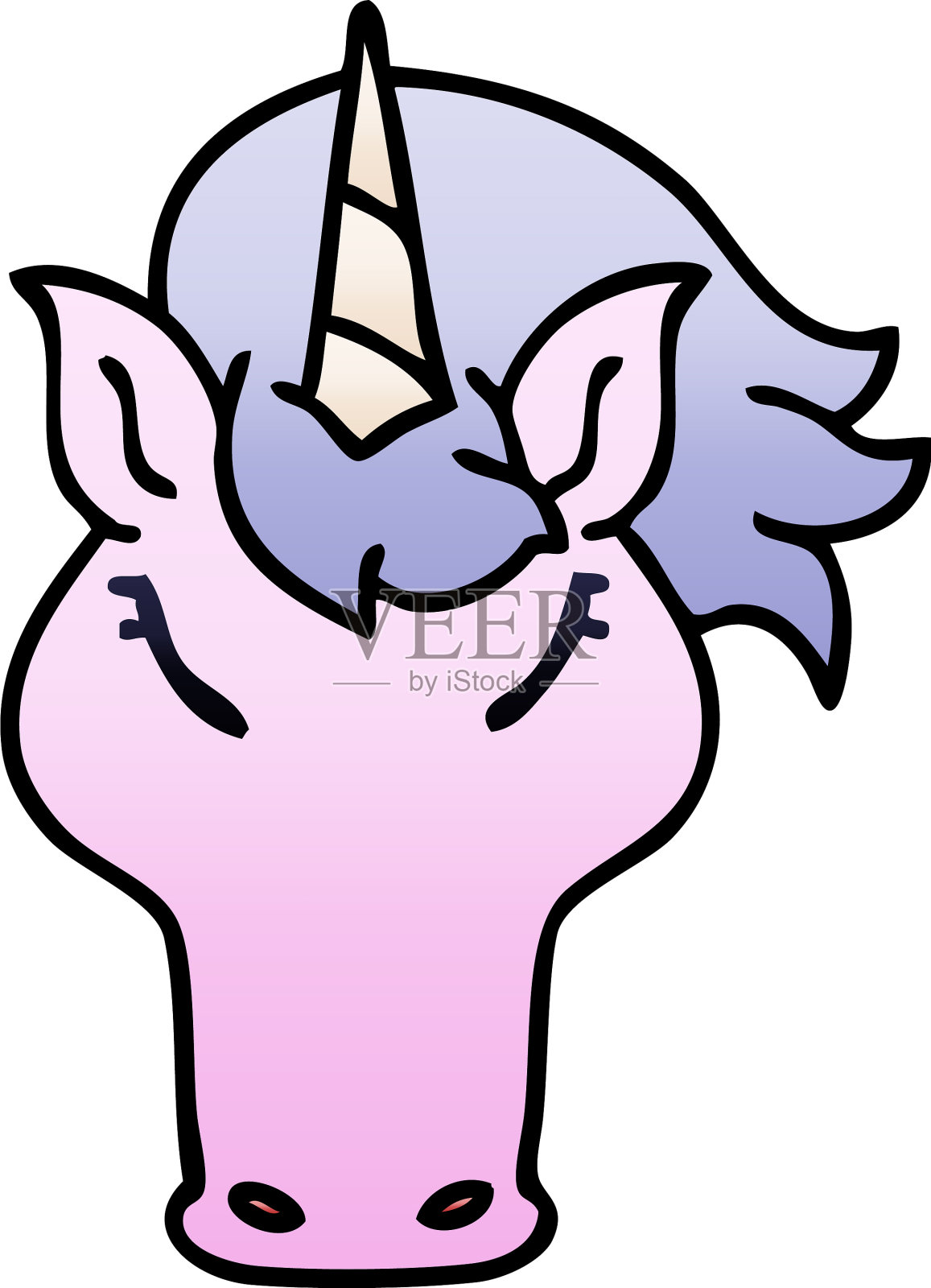 诡异的渐变阴影卡通独角兽设计元素图片