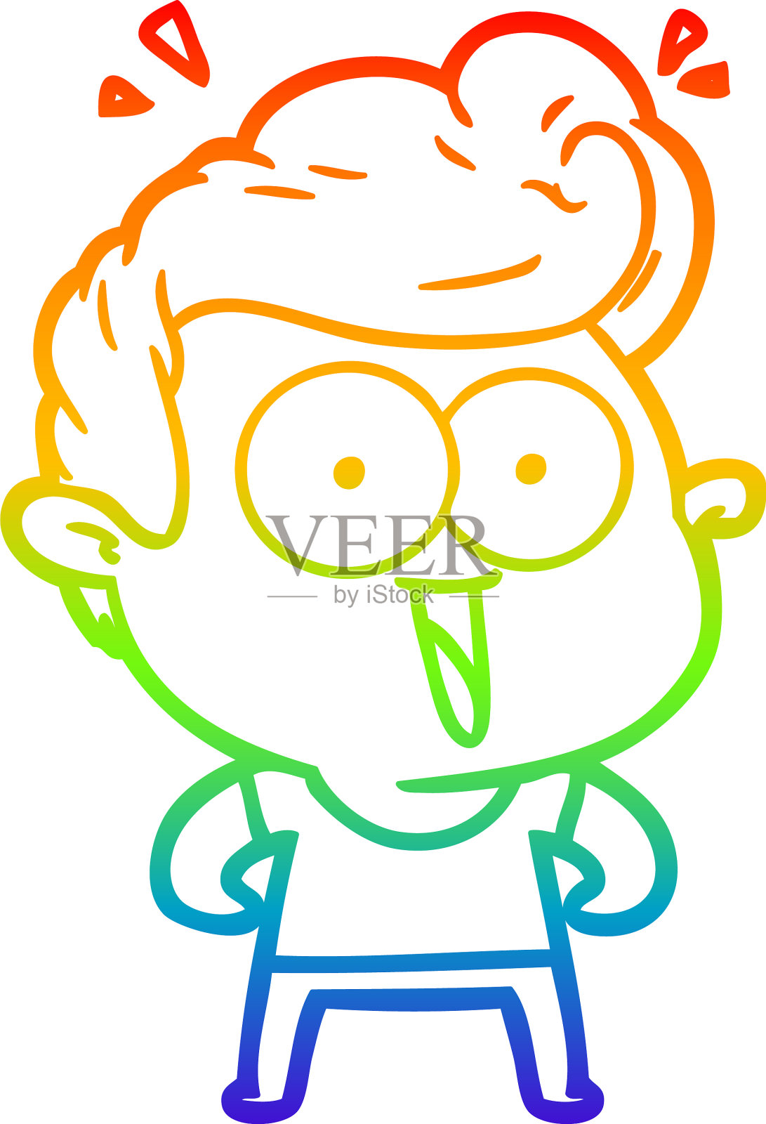 彩虹梯度线画卡通激动人设计元素图片