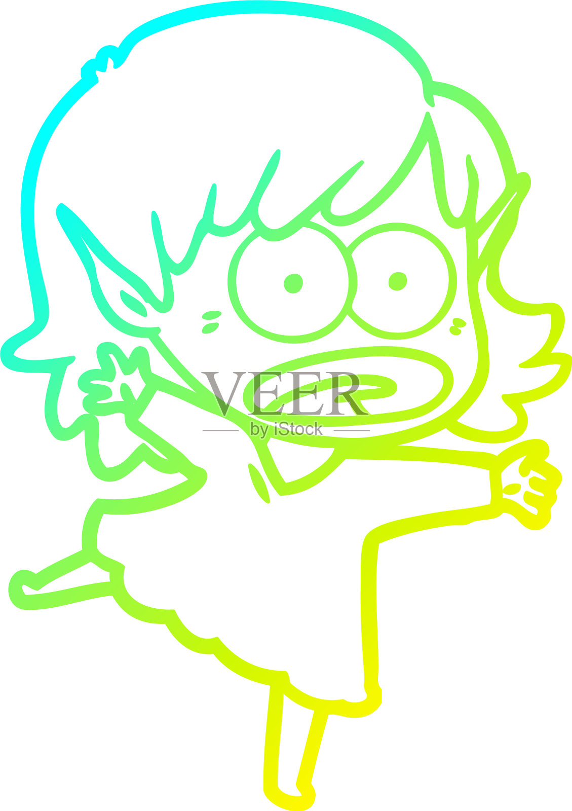 冷梯度线画卡通震惊精灵设计元素图片