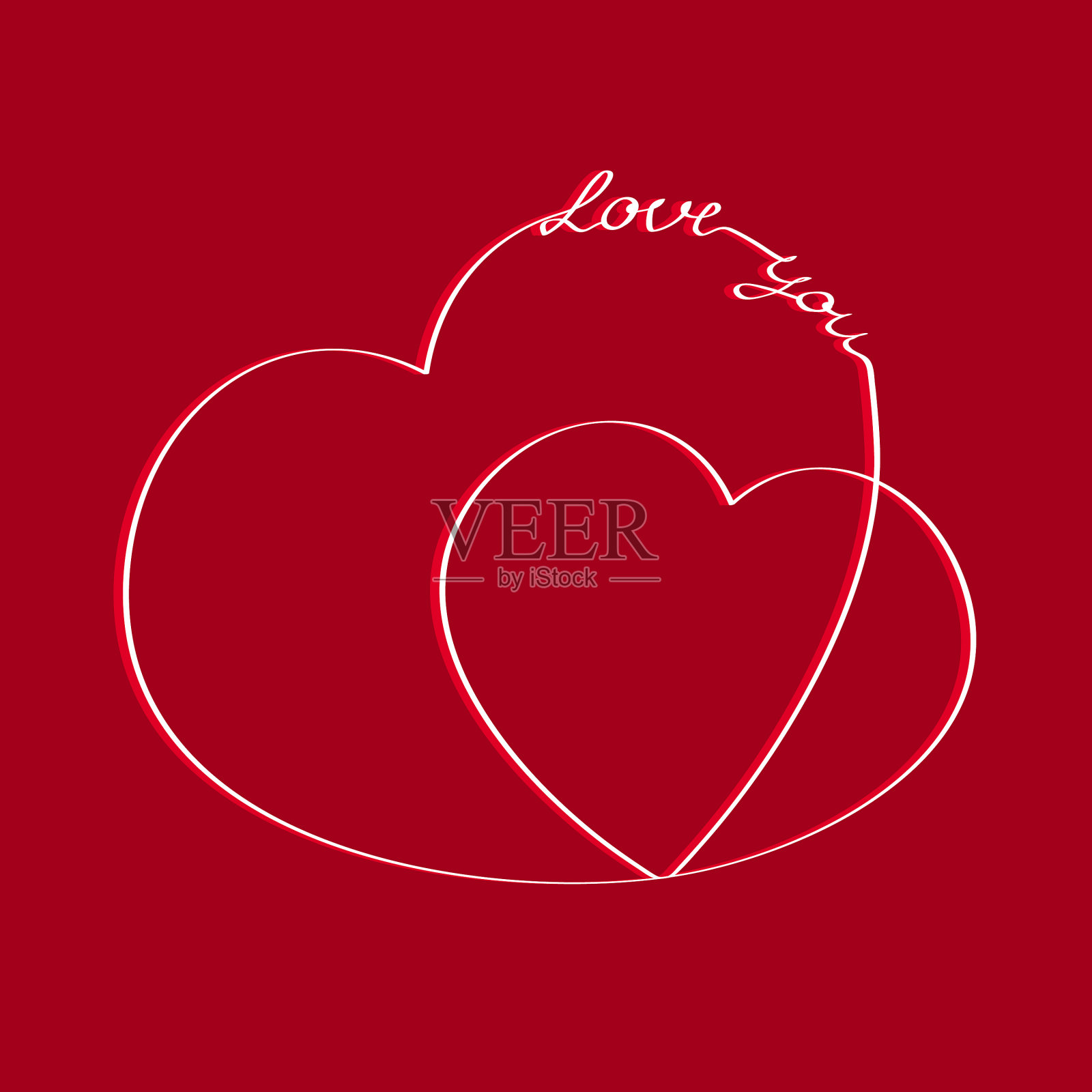 心与题字爱你的明信片插画图片素材