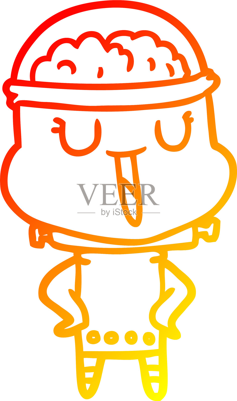 温暖的梯度线绘制快乐卡通机器人设计元素图片