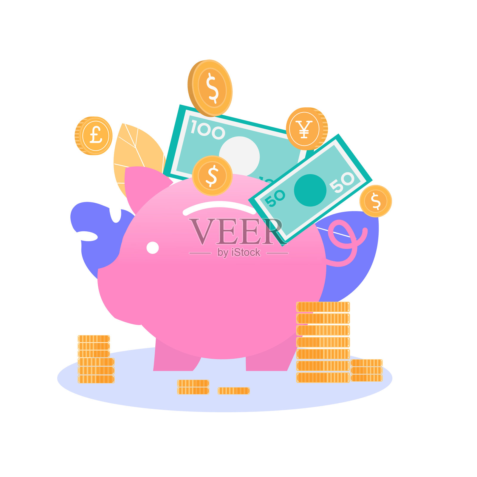 存钱罐存钱理财平横幅设计元素图片