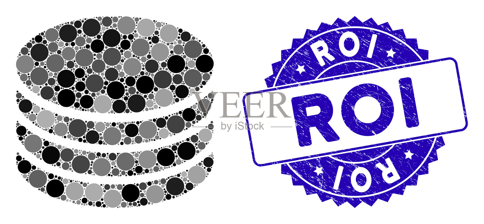 马赛克硬币堆栈图标纹理ROI邮票插画图片素材