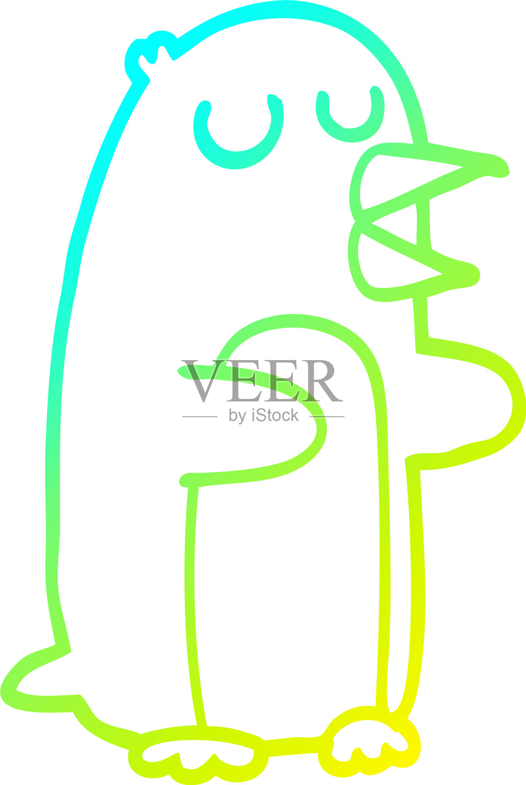 冷梯度线绘制卡通企鹅设计元素图片