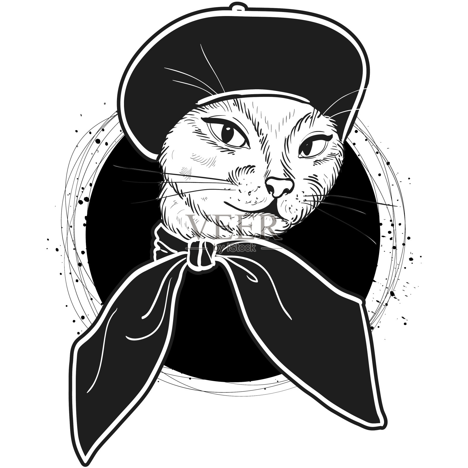 色套优雅的猫女脸设计元素图片