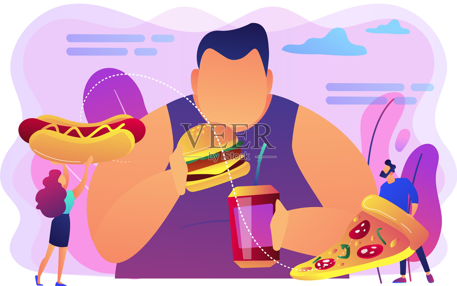 暴饮暴食成瘾概念设计元素图片