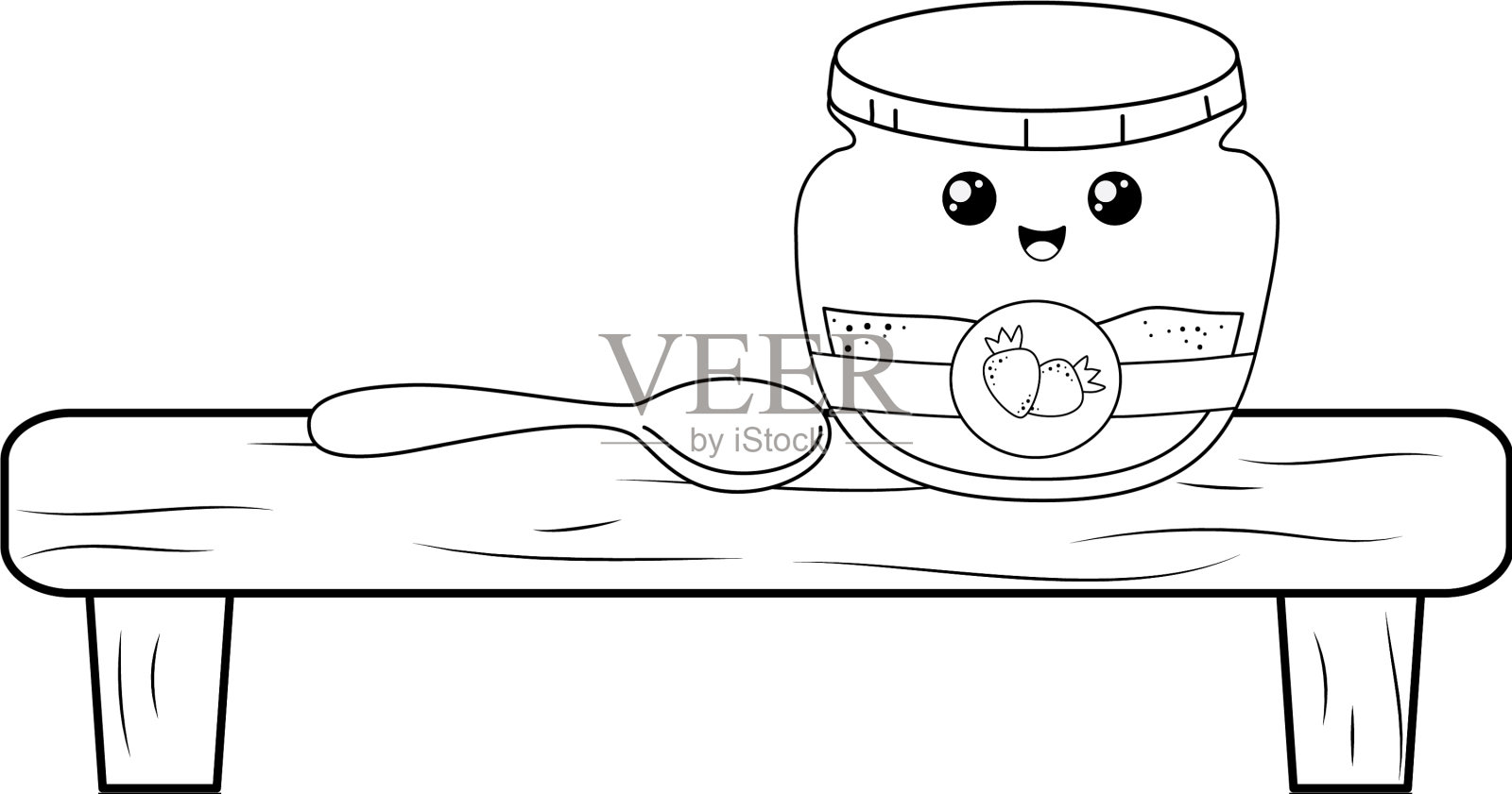 草莓果酱壶在架子卡哇伊性格设计元素图片