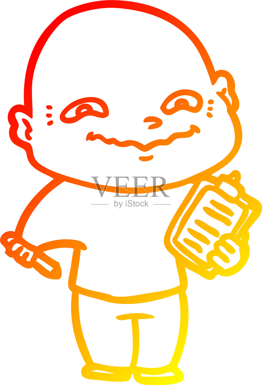 温暖的梯度线画卡通紧张的人设计元素图片