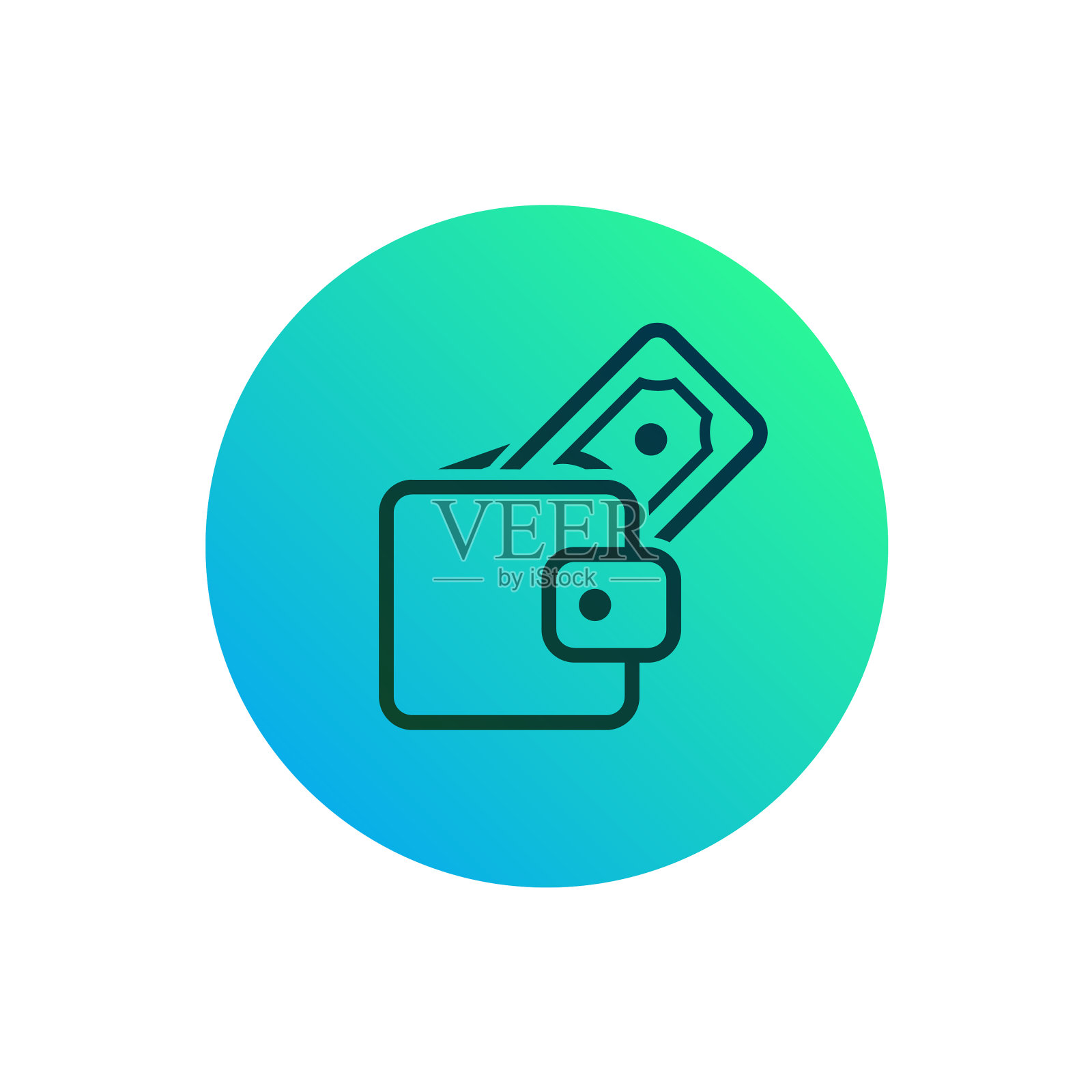 钱包图标钱包与伸出的钱格雷迪图标素材