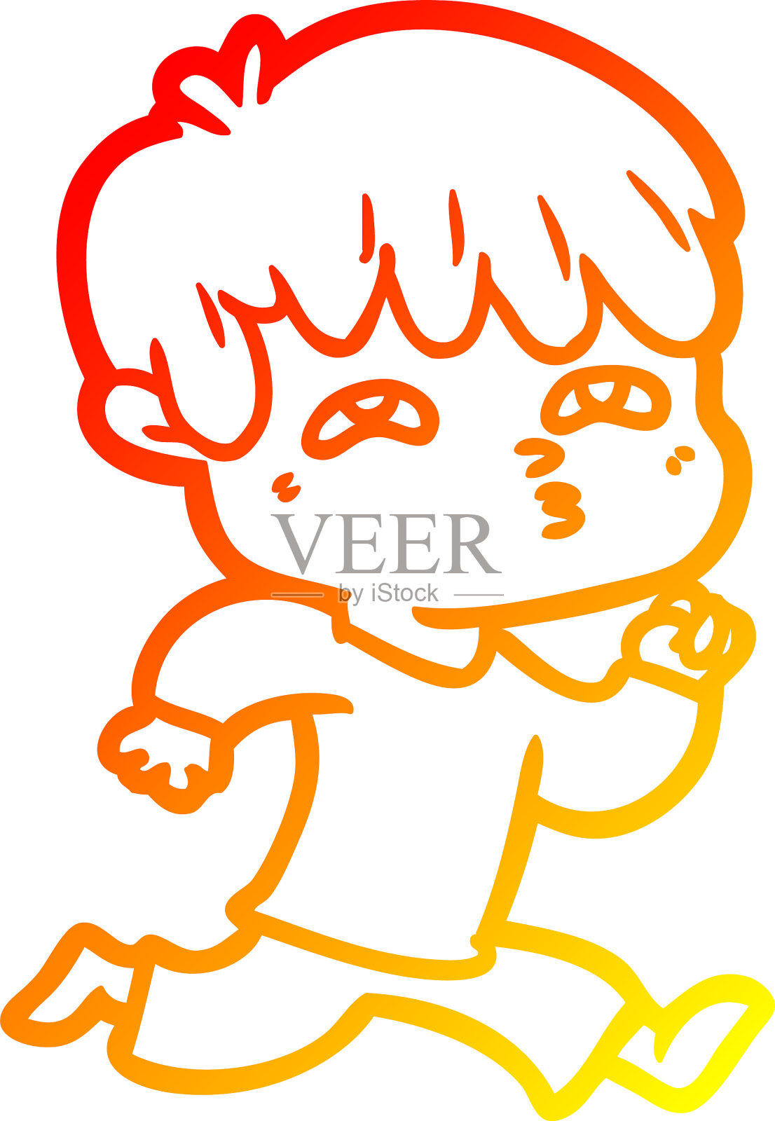 温暖的梯度线画卡通人迷茫设计元素图片