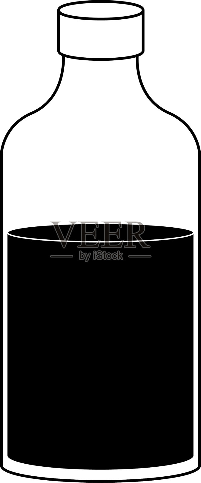奶瓶隔离在黑色和白色插画图片素材