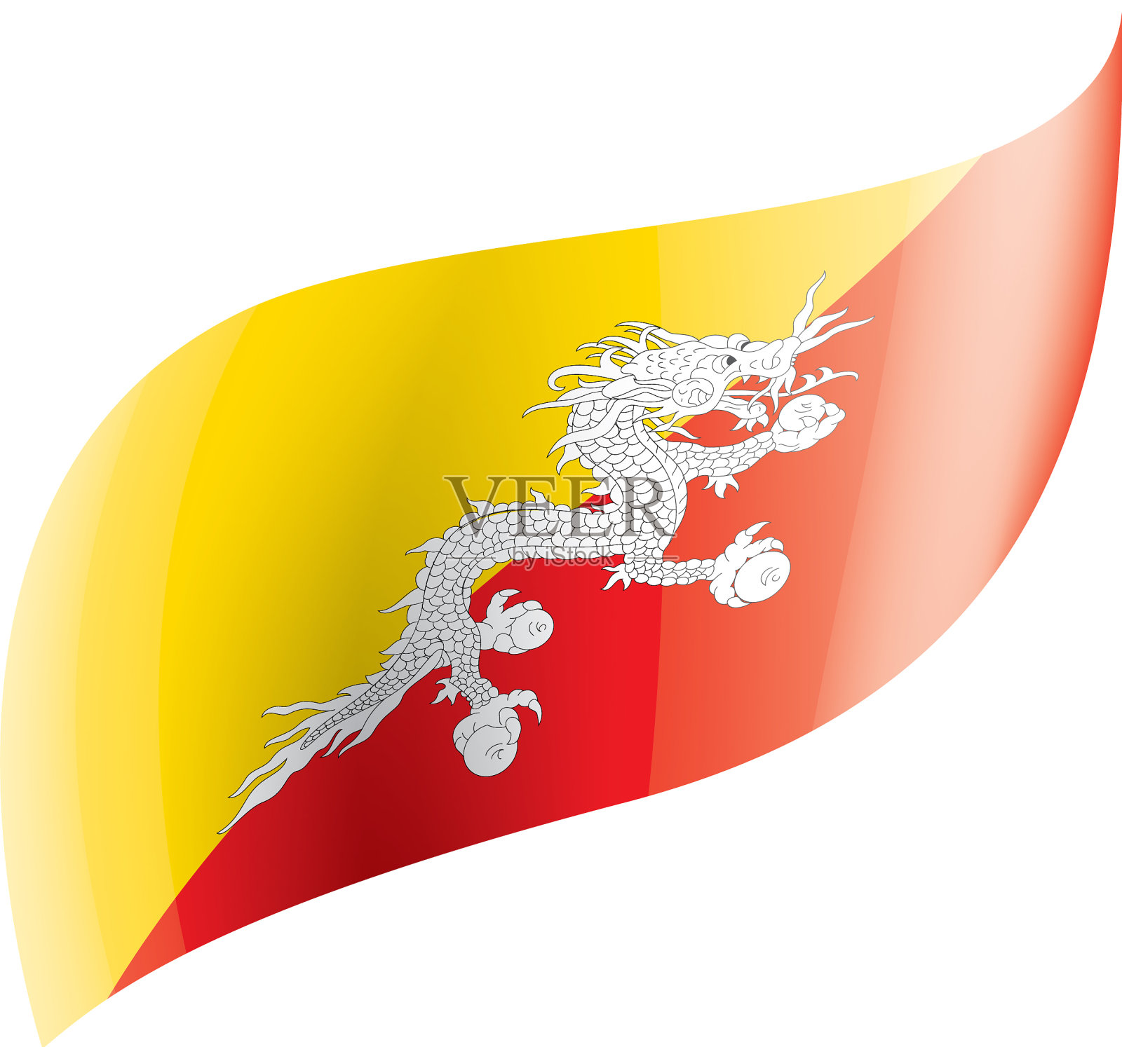 白色的不丹国旗设计元素图片