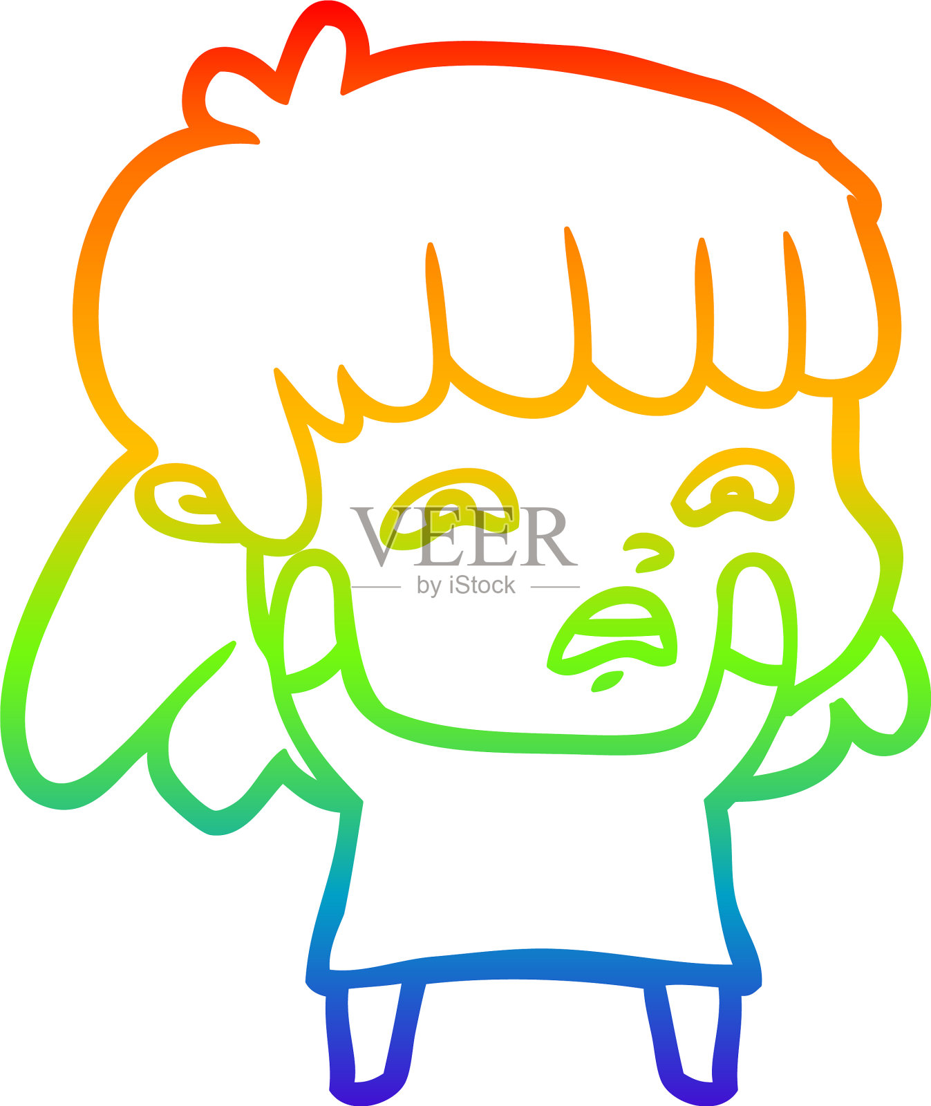 彩虹渐变线画卡通着急设计元素图片