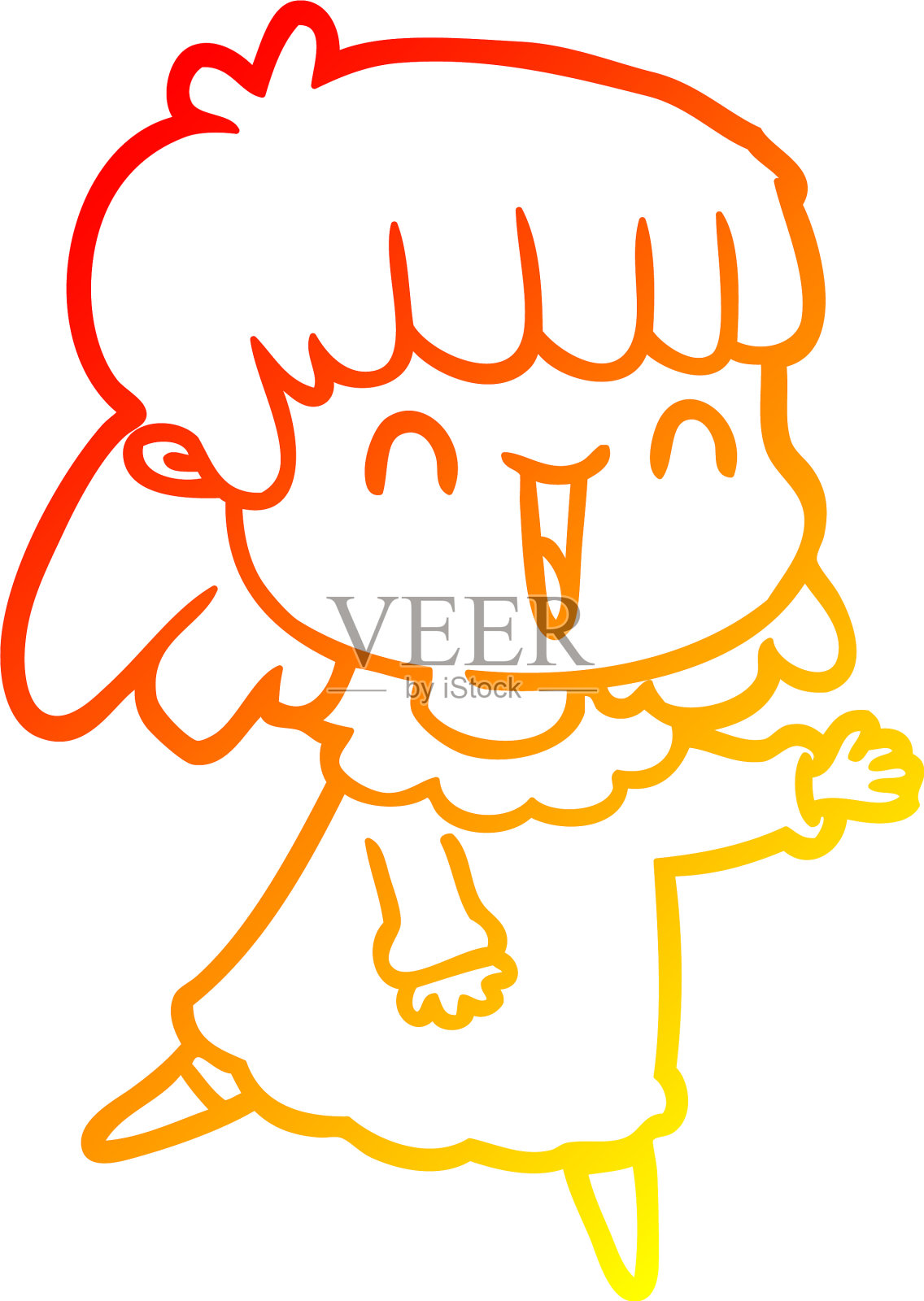 温暖的梯度线画卡通女人设计元素图片