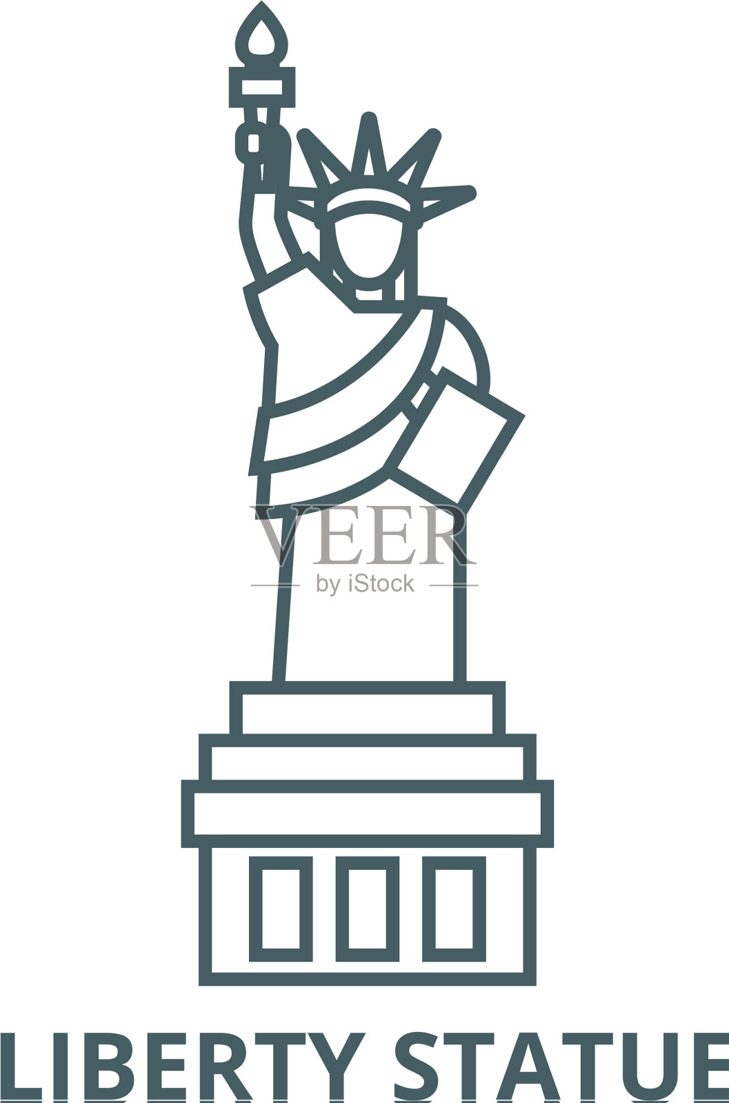 自由女神像线条图标线性概念插画图片素材