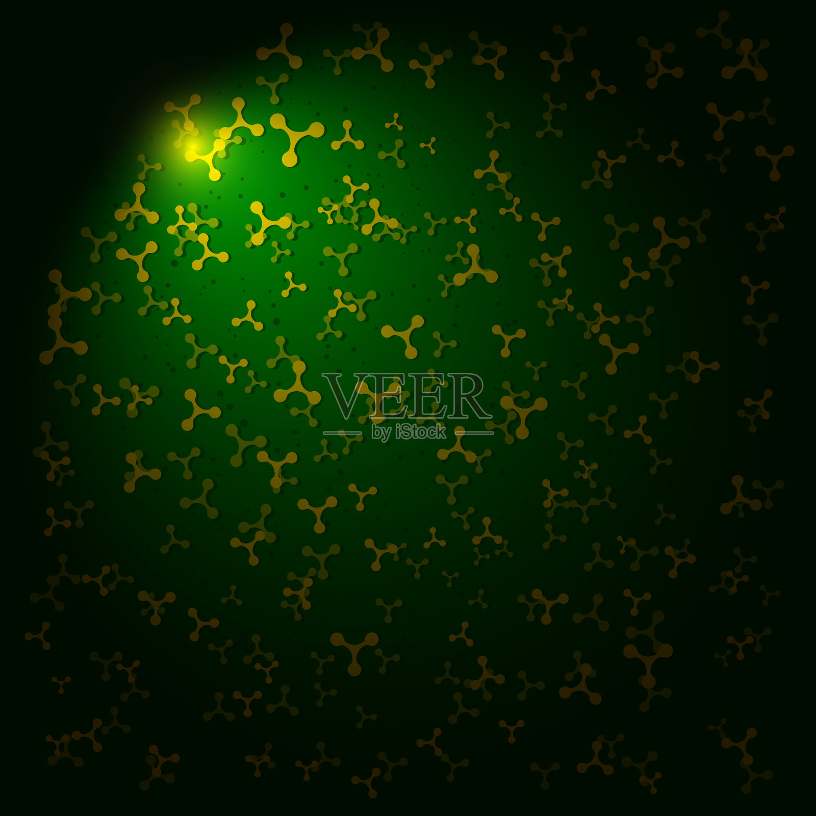 摘要分子背景为深绿色和插画图片素材