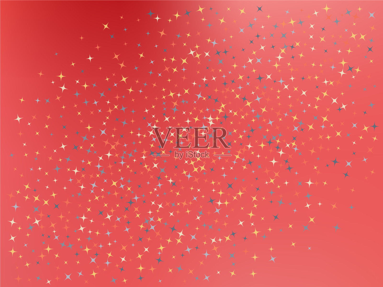 珊瑚色背景星星五彩纸屑插画图片素材