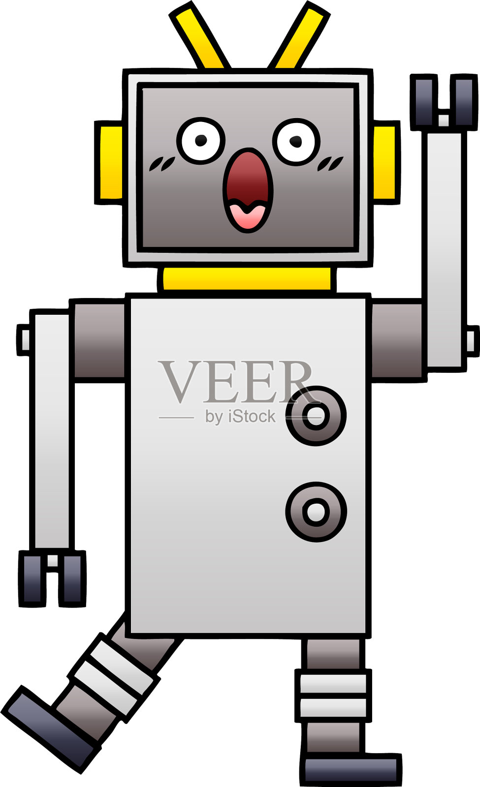 渐变阴影卡通机器人设计元素图片