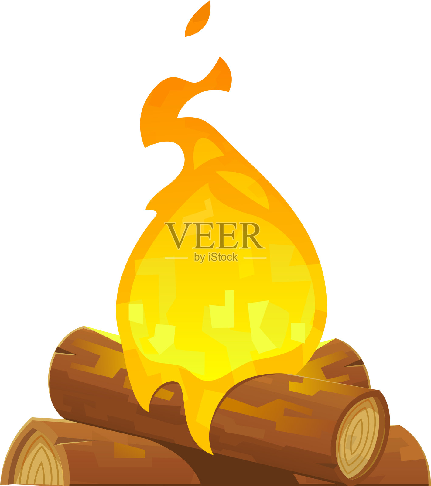 孤立的卡通营地篝火在白色的背景设计元素图片