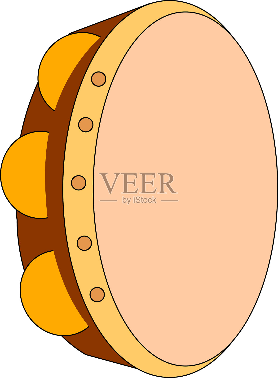 白色背景上的手鼓乐器设计元素图片
