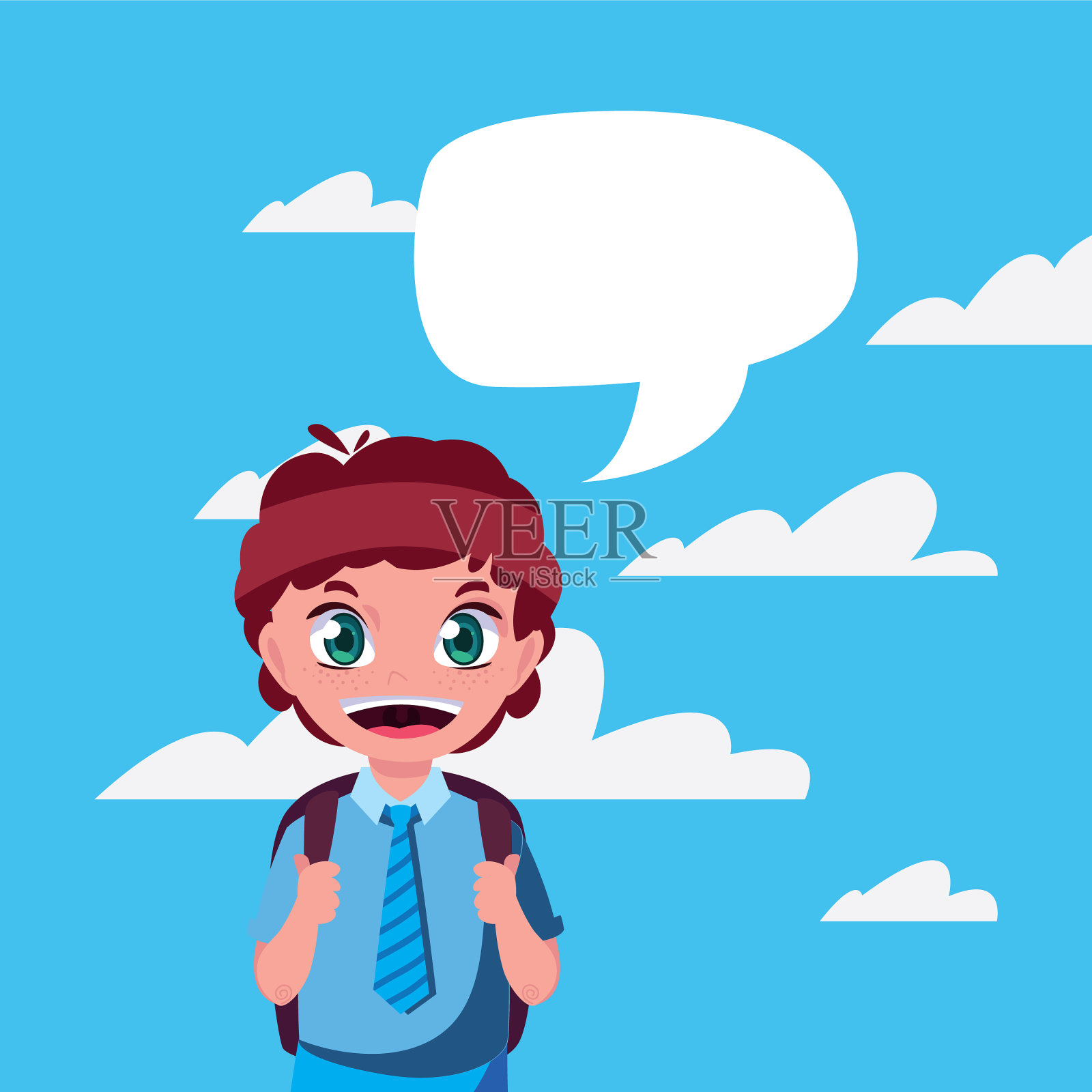 学生与袋谈话泡沫插画图片素材