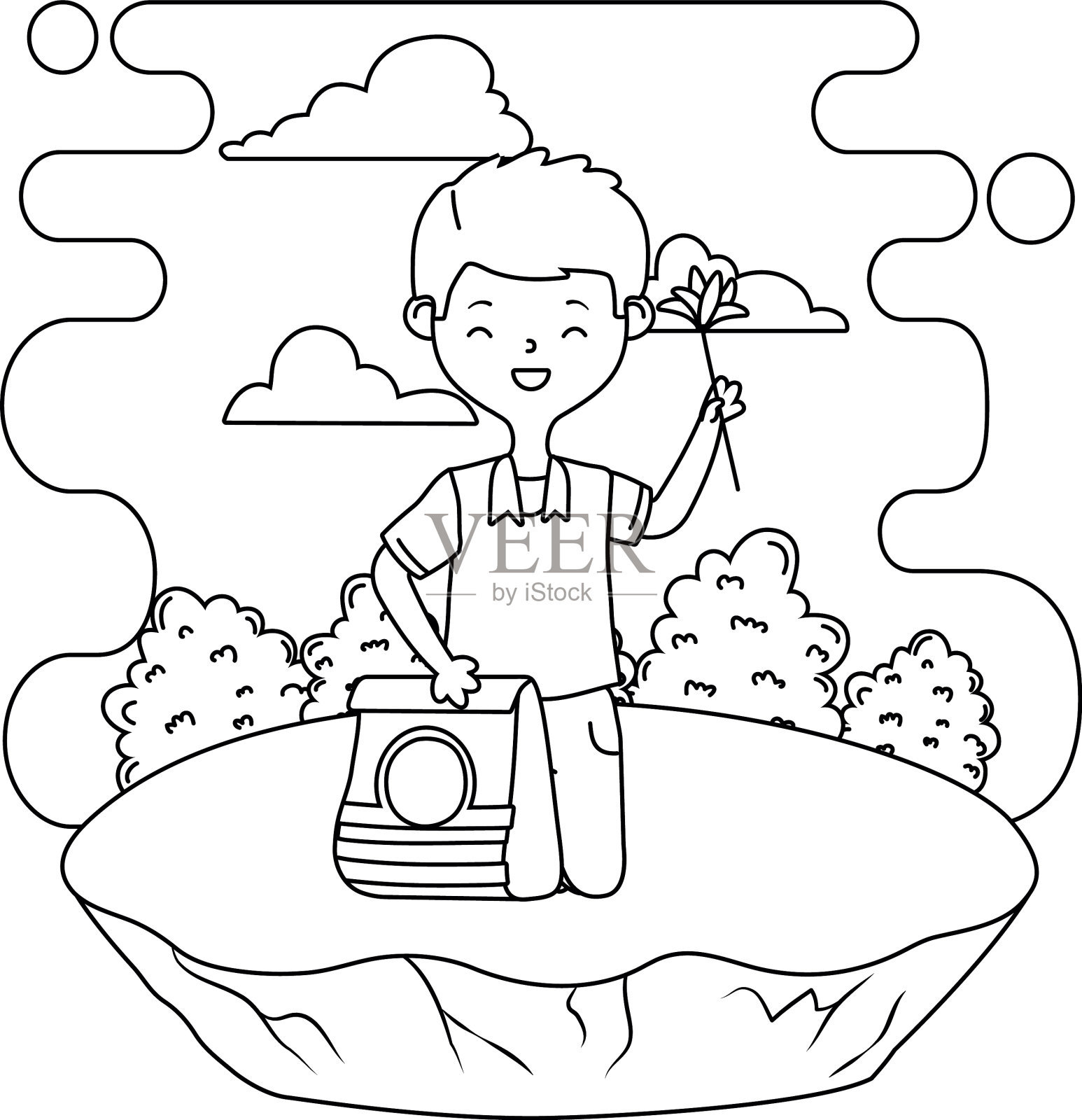 狗粮为吉祥物和男孩卡通设计设计元素图片