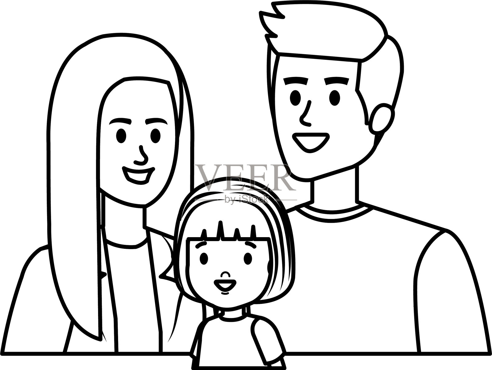 父母夫妇与女儿的角色插画图片素材