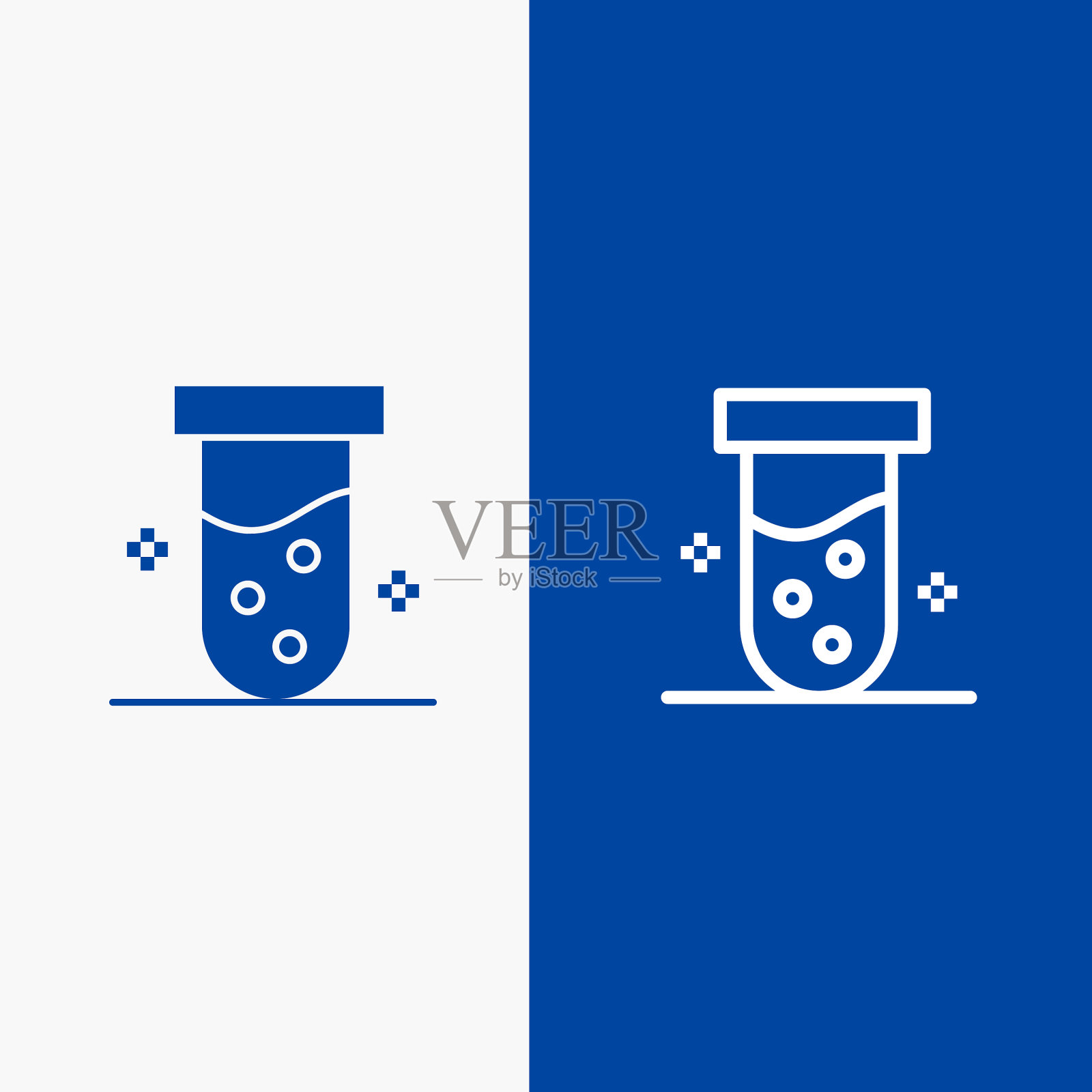试管实验室测试生物化学线和字形固体插画图片素材