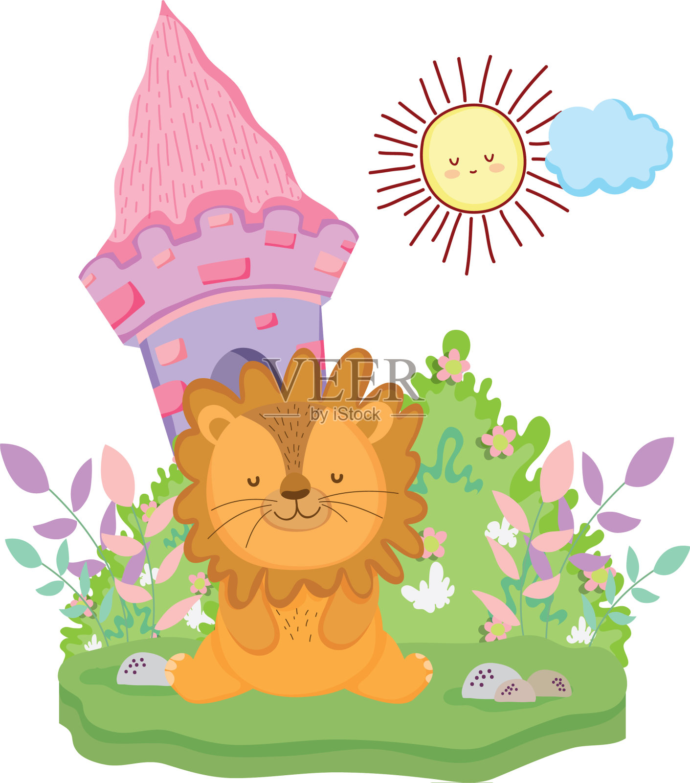 可爱的小狮子性格设计元素图片