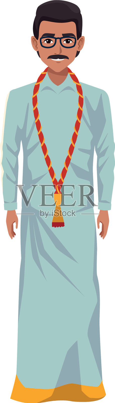 穿着传统印度教服装的印度人插画图片素材