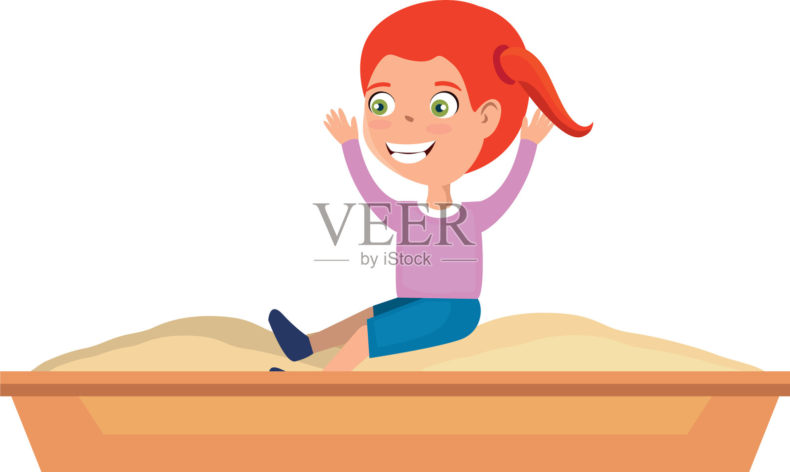 女孩在玩沙游戏公园的图标设计元素图片