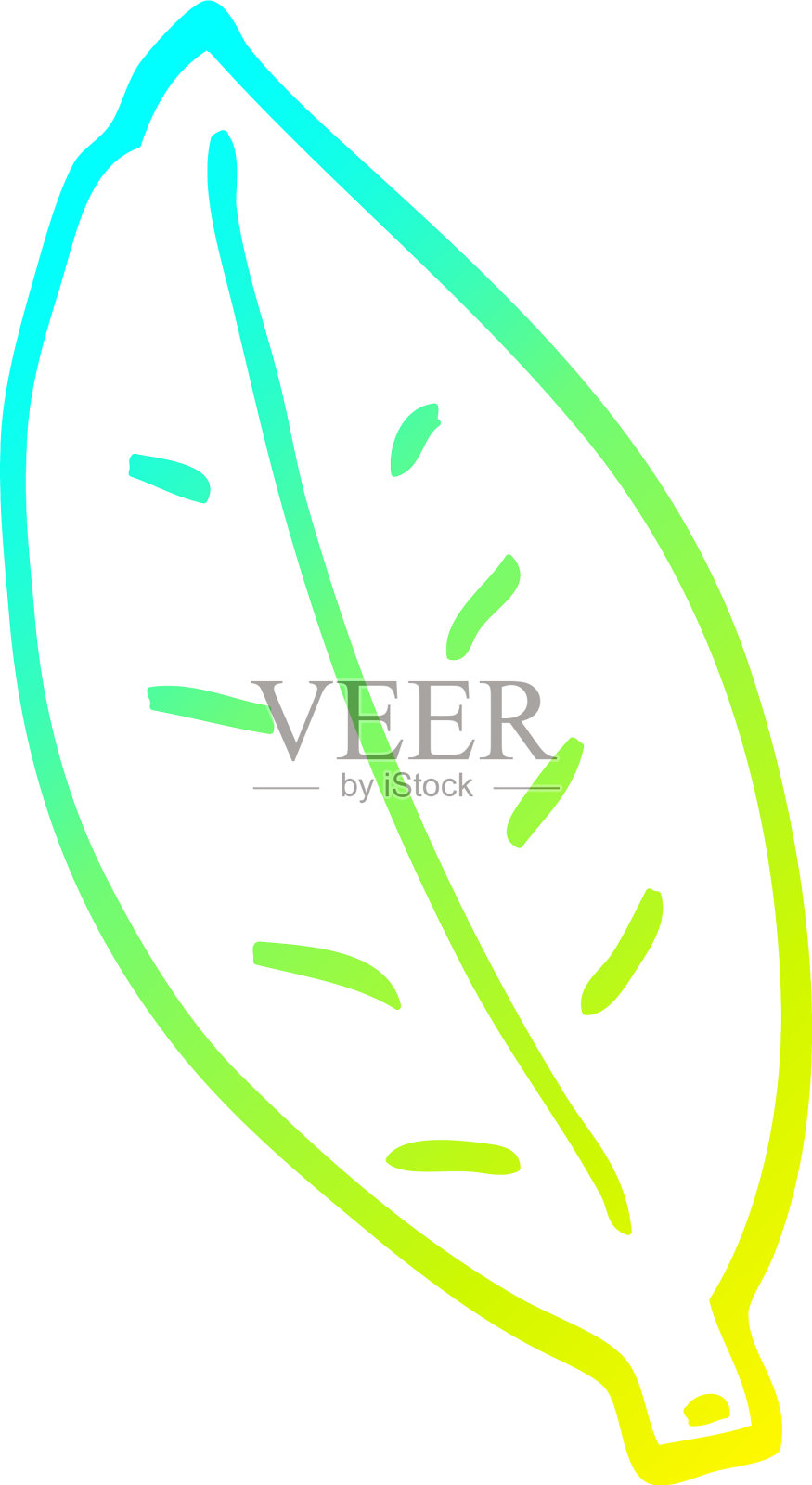 冷梯度线绘制卡通叶片设计元素图片