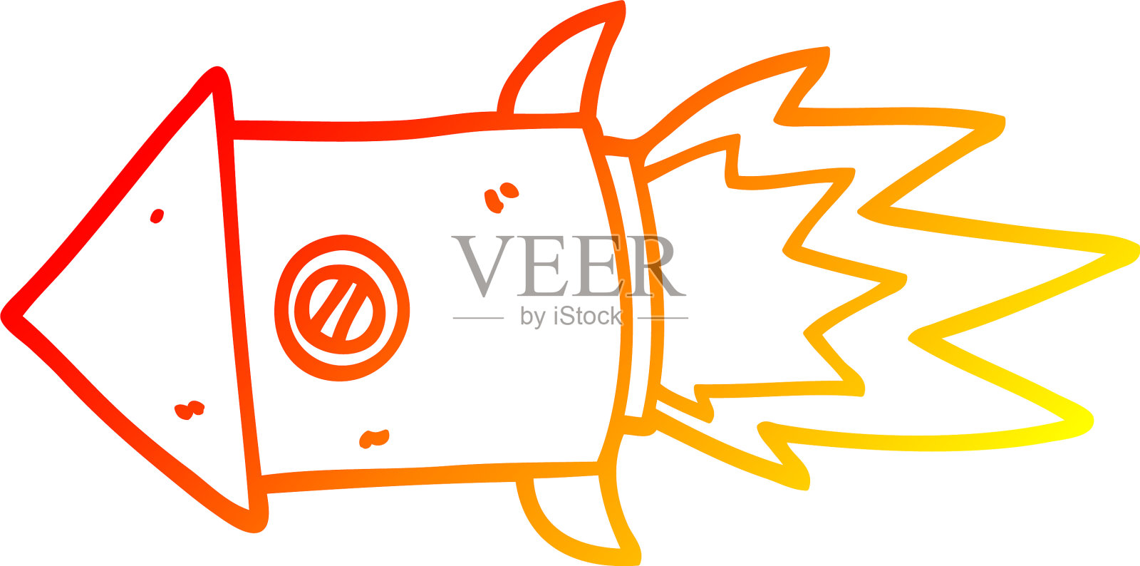 暖梯度线绘制卡通太空火箭设计元素图片