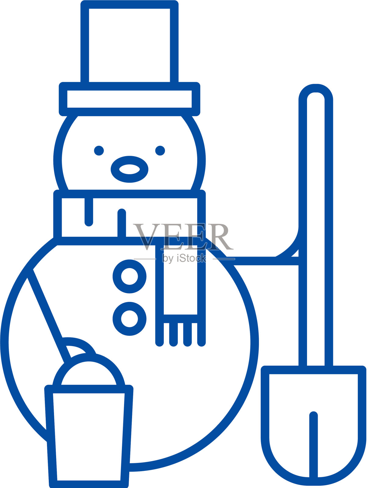 雪人线图标概念雪人平面设计元素图片