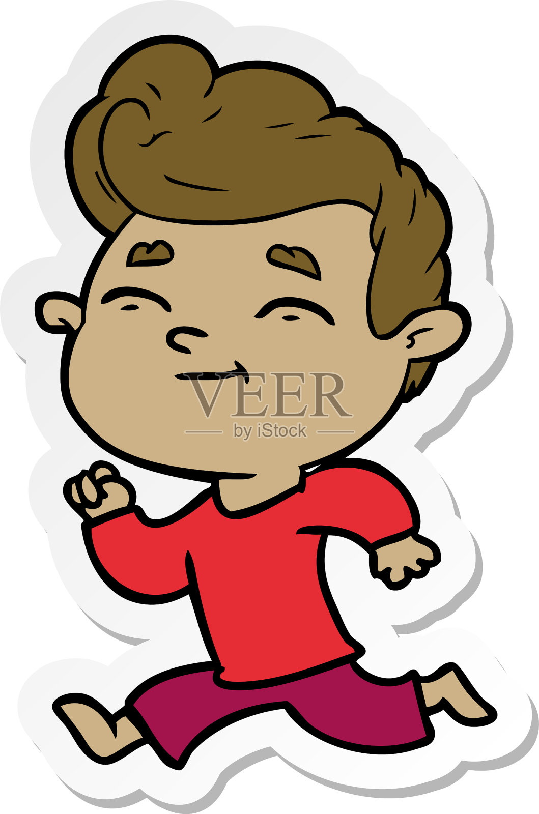 一个奔跑的卡通人的贴纸设计元素图片
