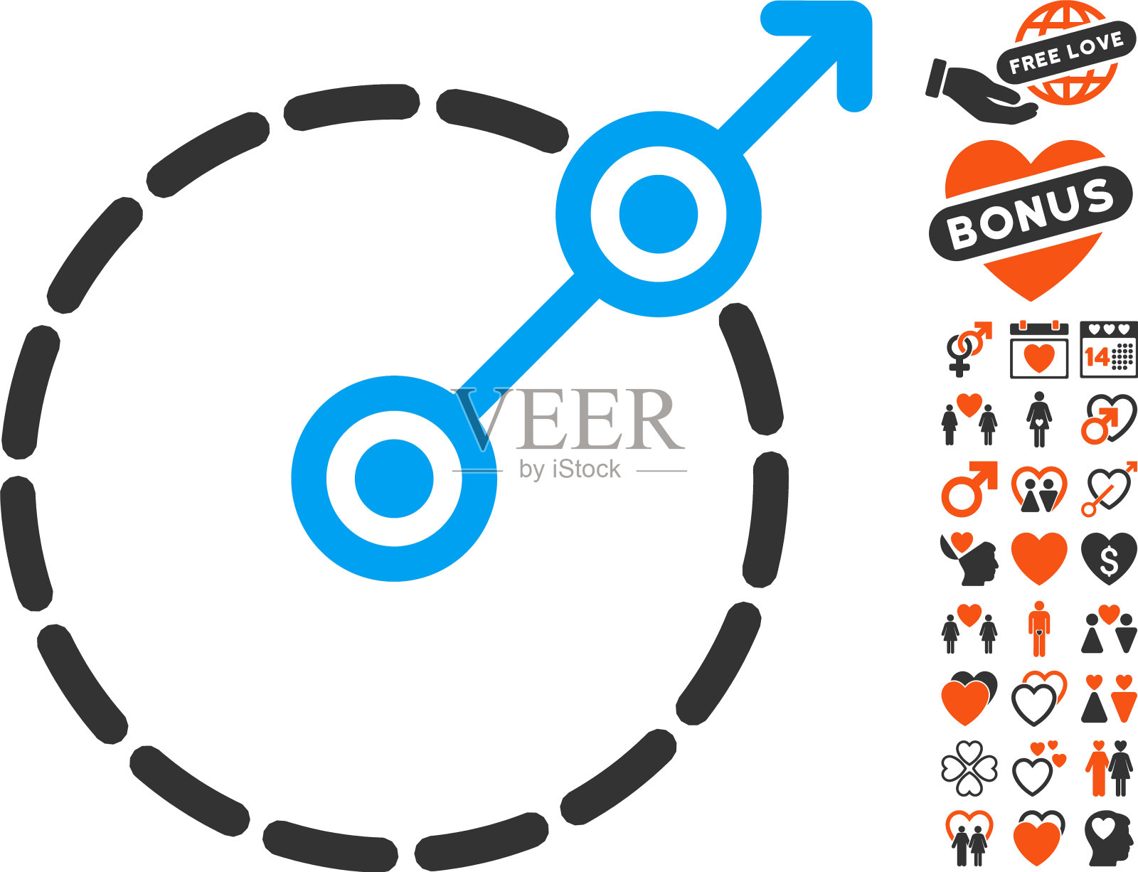 圆形区域退出图标与可爱的奖金图标素材