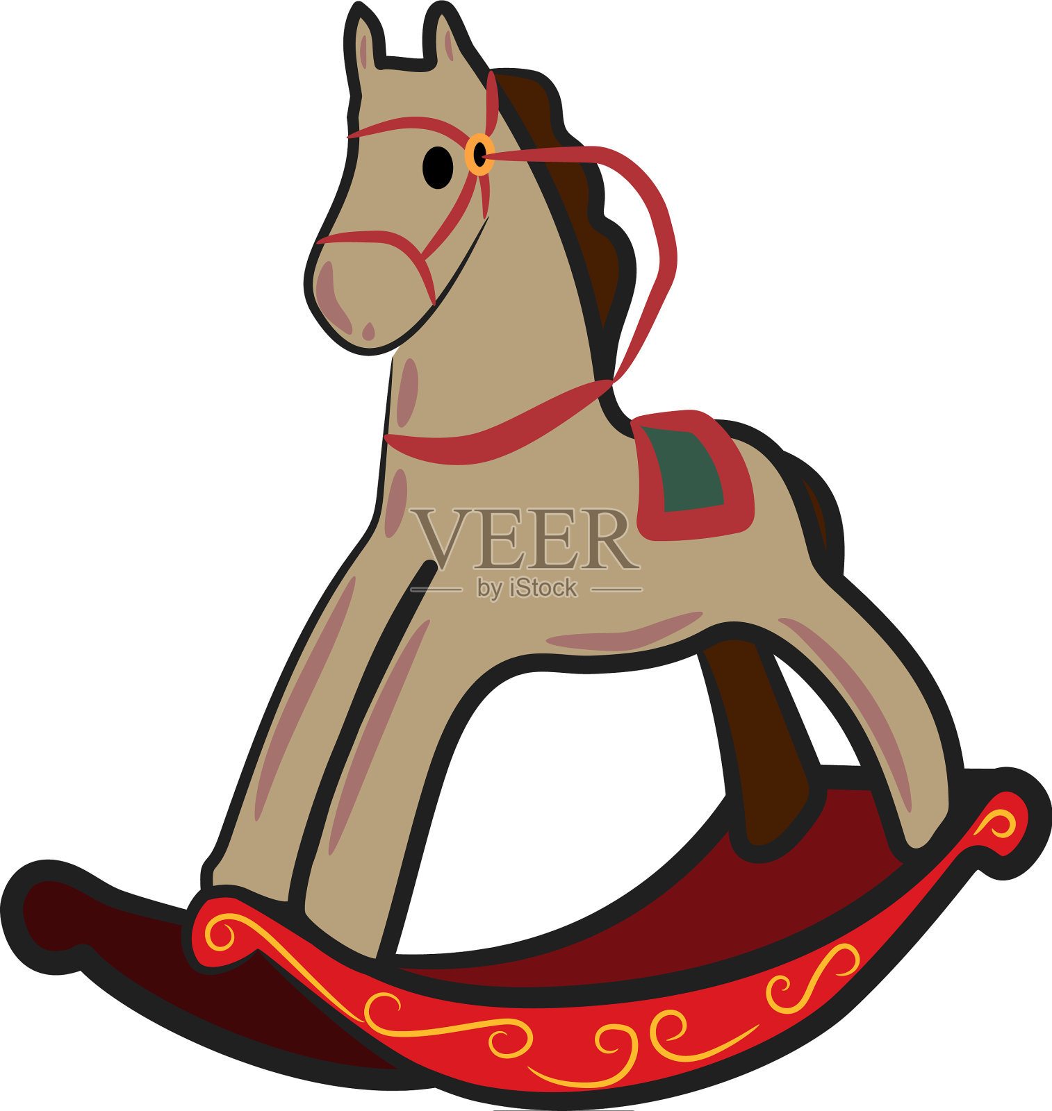 摇摆木马玩具圣诞礼物或颜色设计元素图片