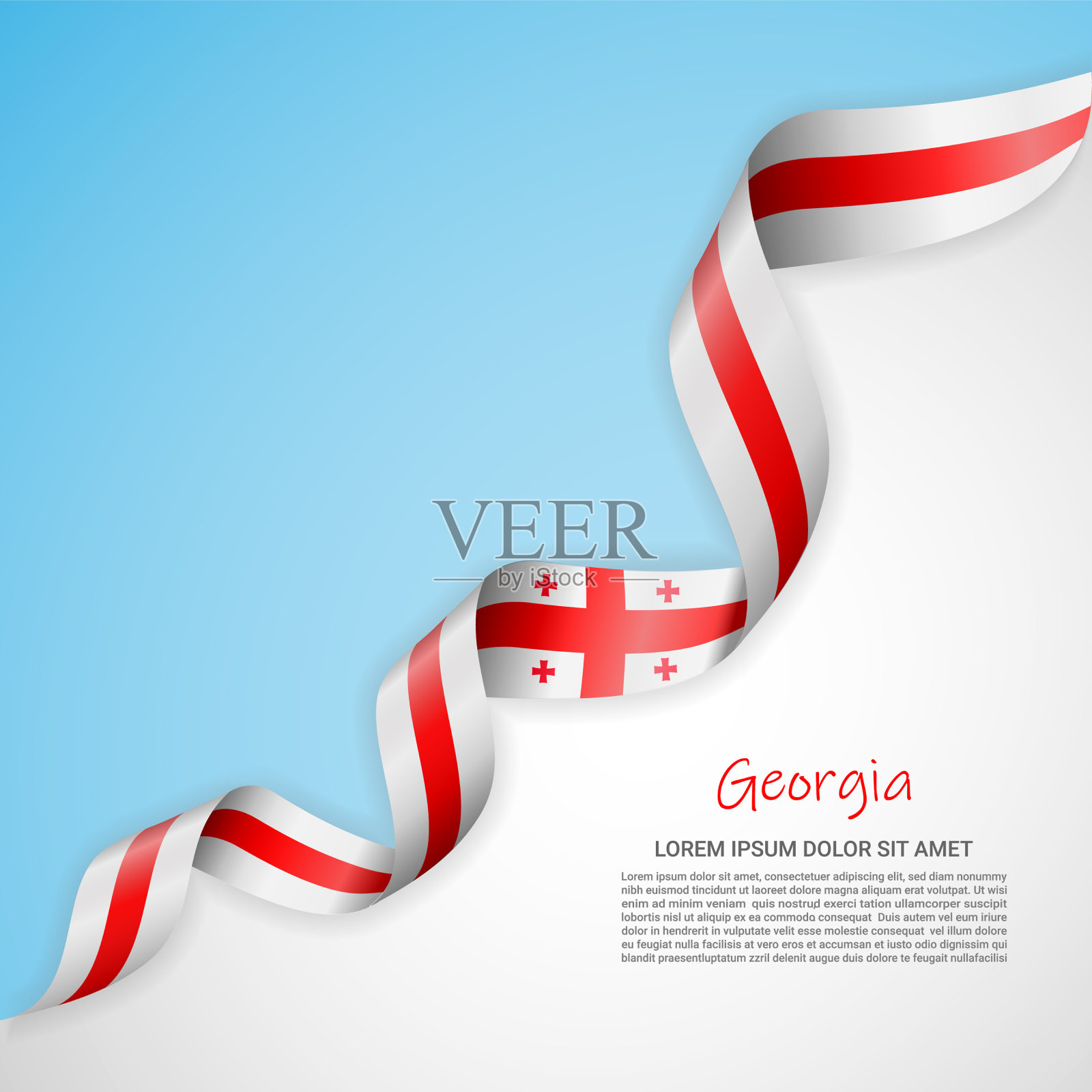 白色和蓝色的旗帜在飘扬插画图片素材