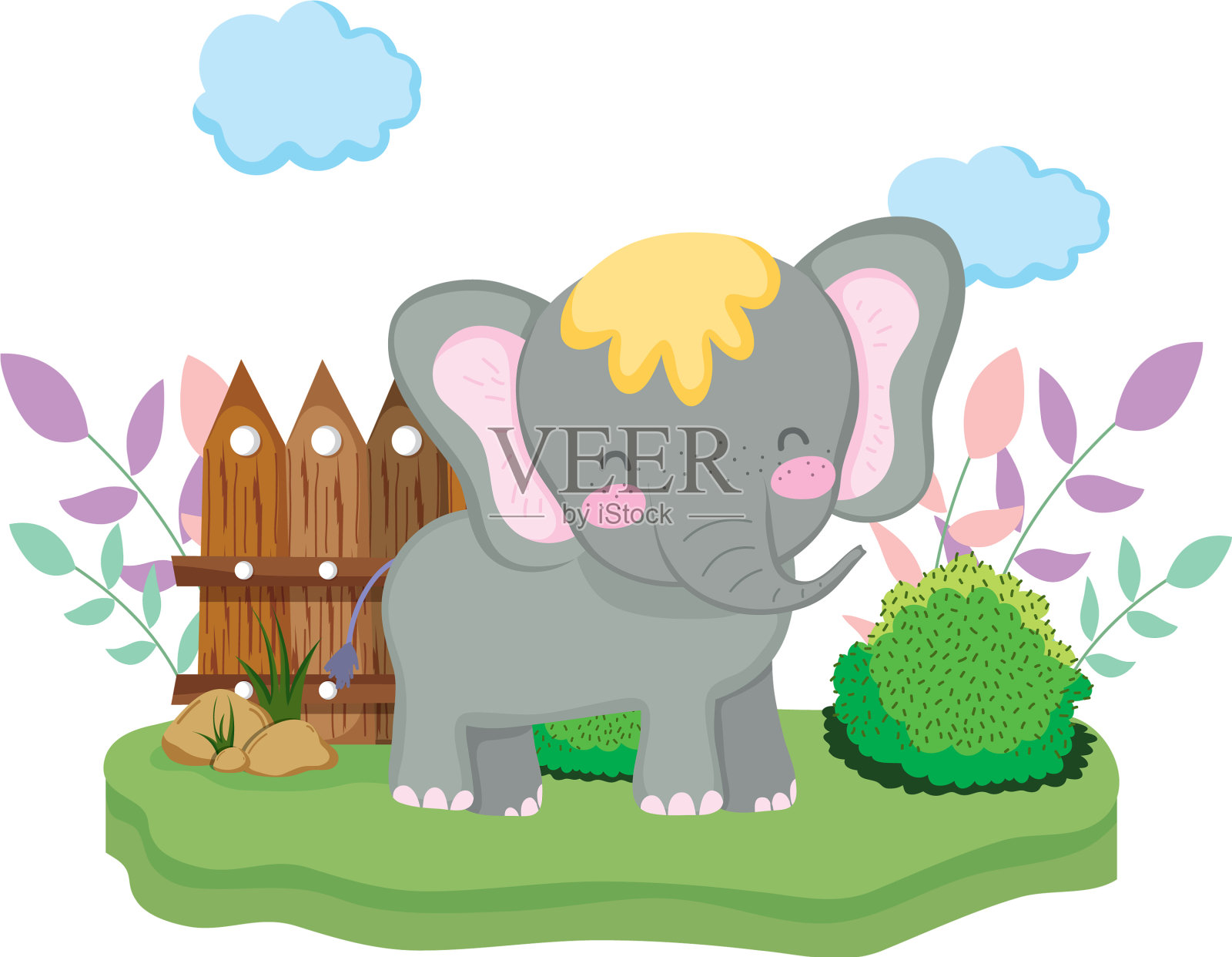 可爱的小象性格设计元素图片