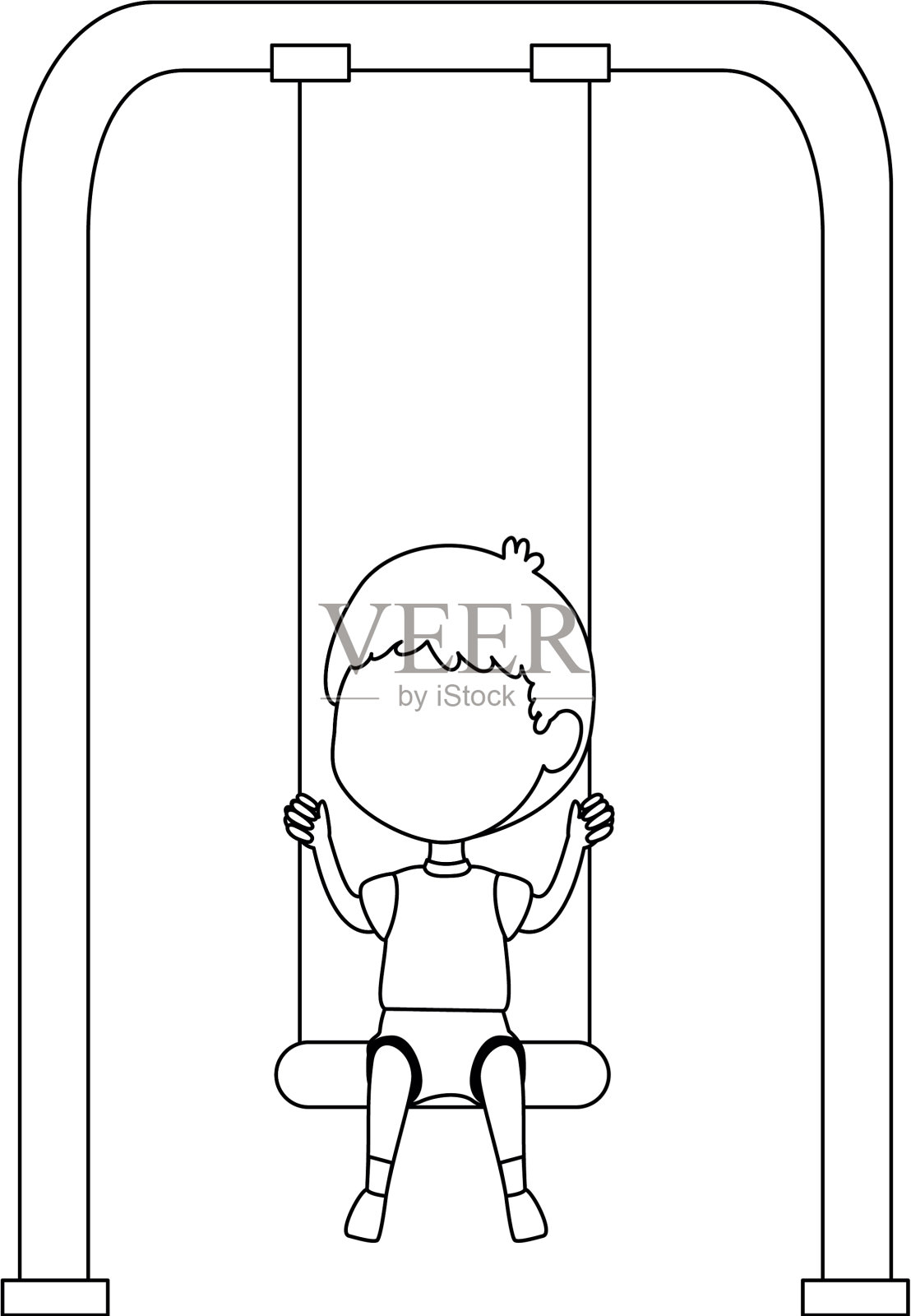 男孩在秋千公园操场上玩耍设计元素图片