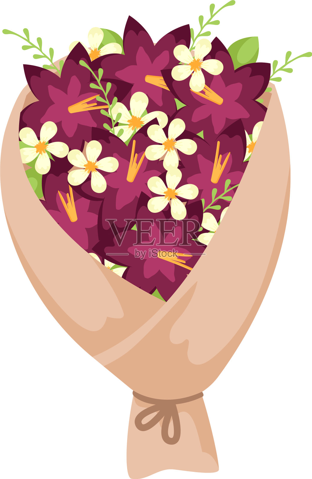 紫色和白色的花束是节日礼物设计元素图片