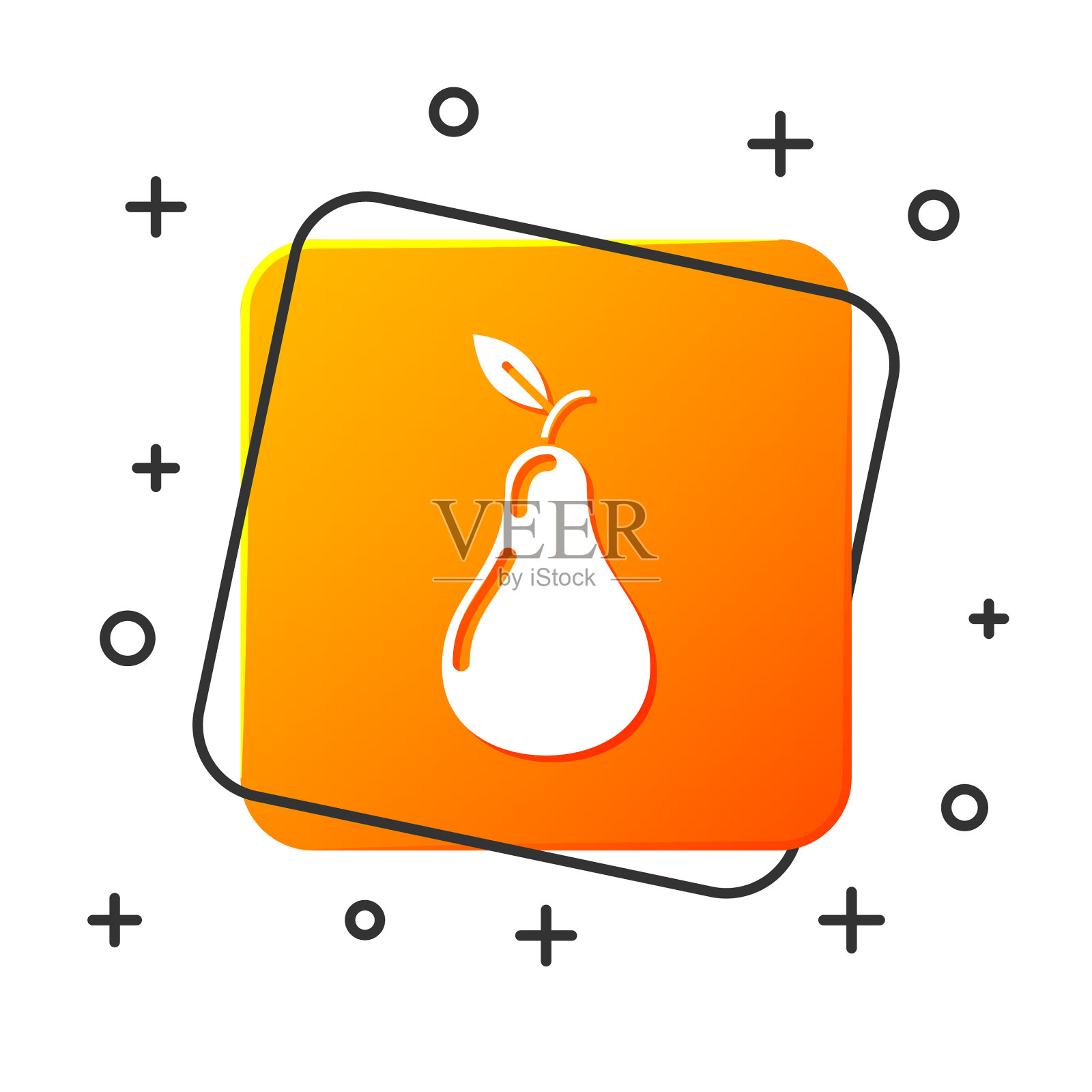 白色的梨图标孤立在白色的背景插画图片素材