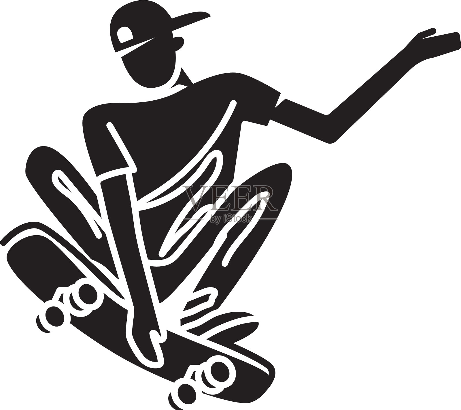 滑板戏法hello图标简单的风格设计元素图片