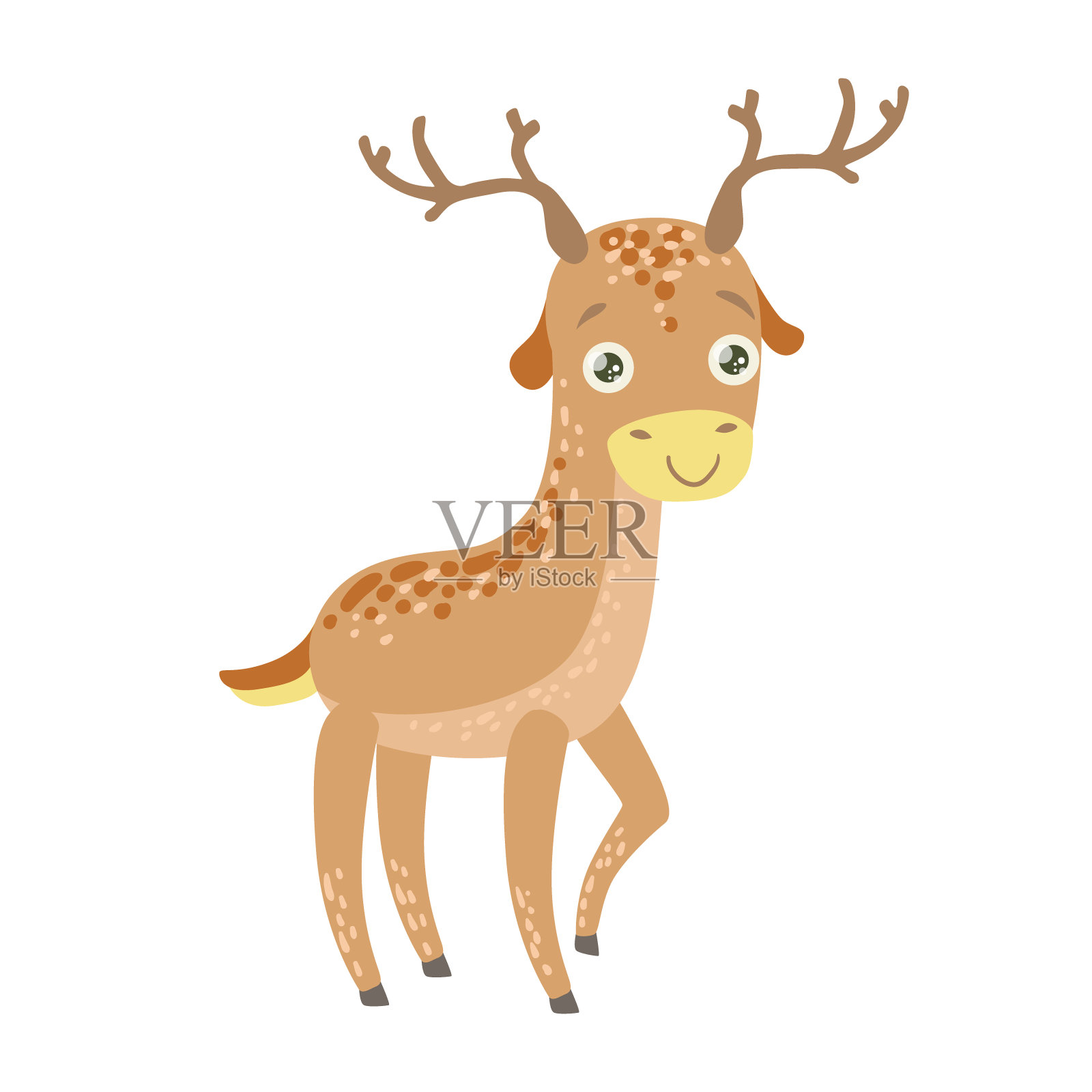 斑点驯鹿可爱的玩具动物与细节设计元素图片