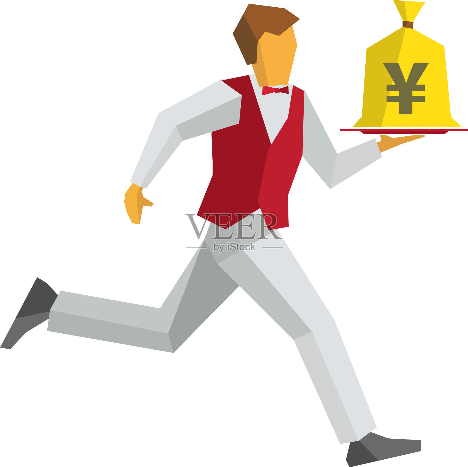 侍者拿着托盘上的钱袋跑了过去设计元素图片