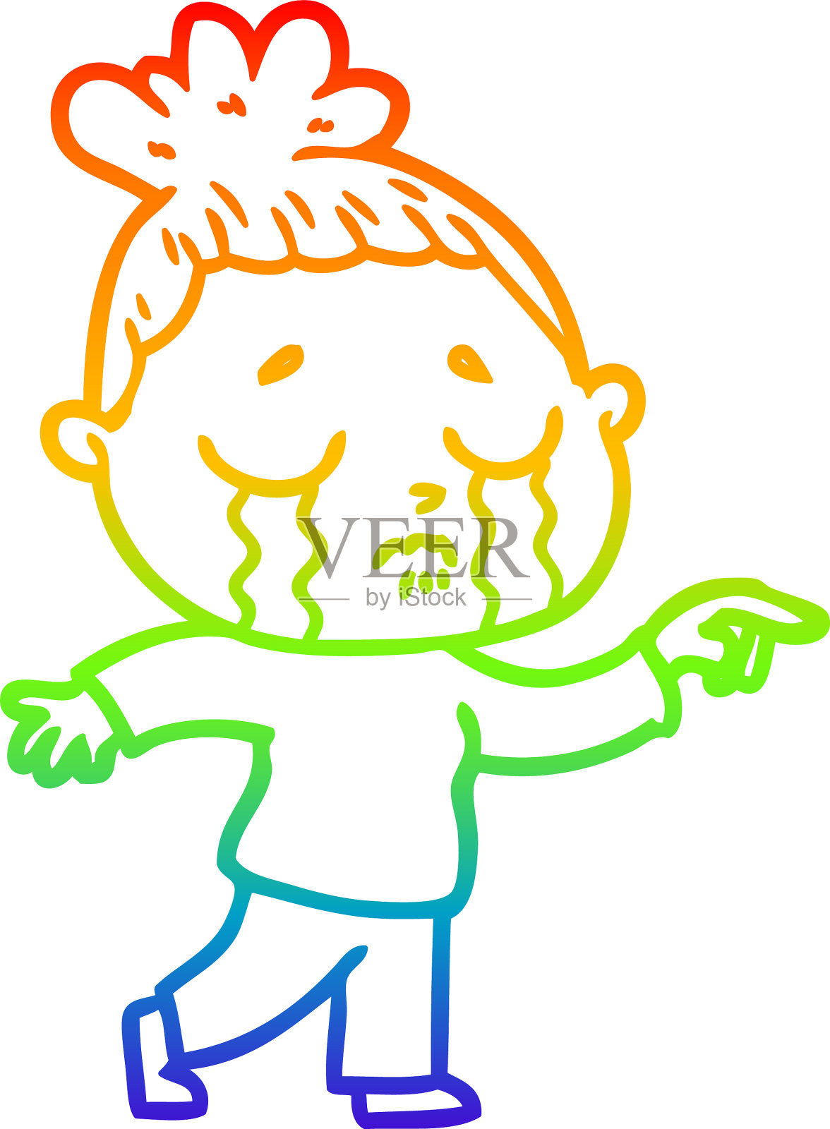 彩虹渐变线画卡通哭设计元素图片