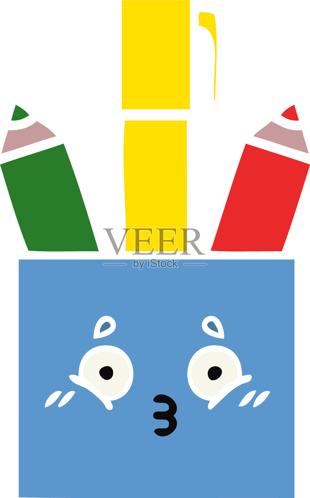 平色复古卡通笔筒设计元素图片