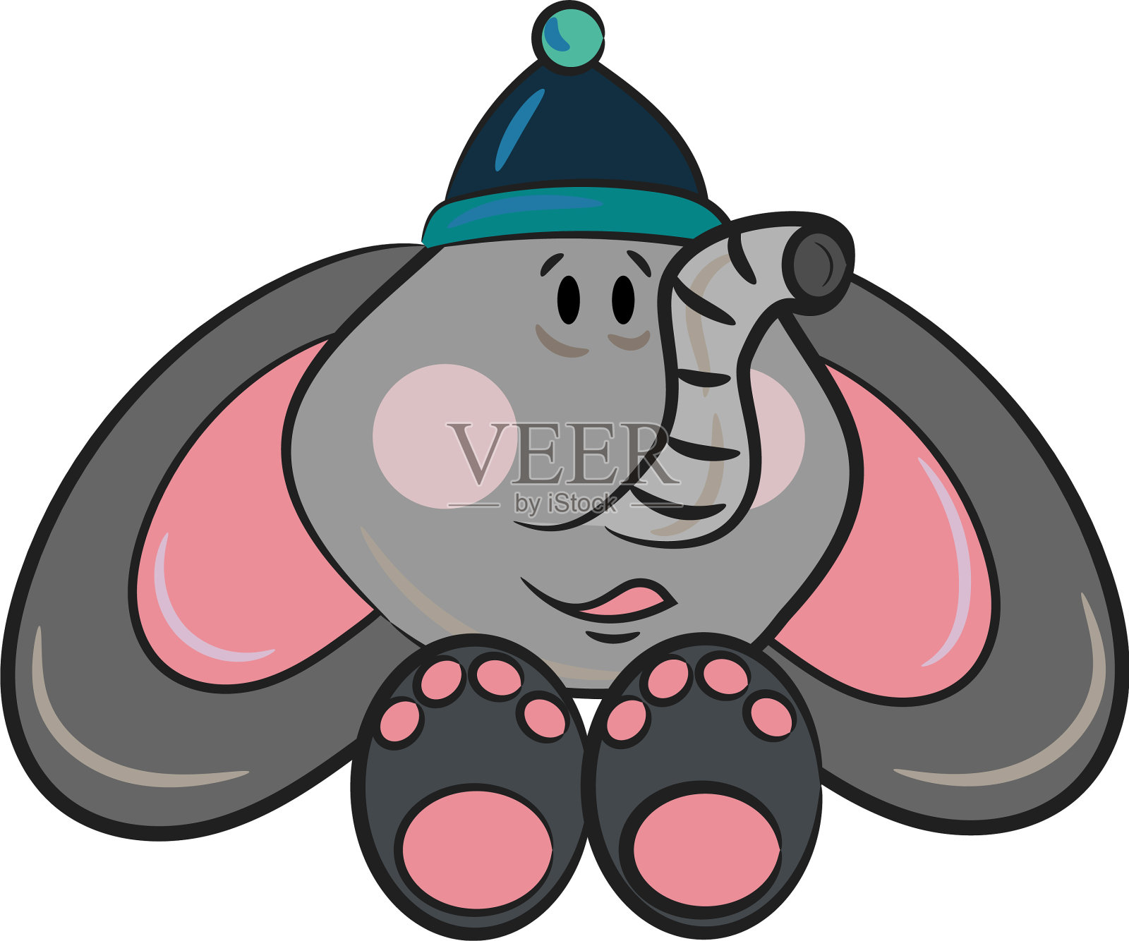小象有帽子或颜色设计元素图片