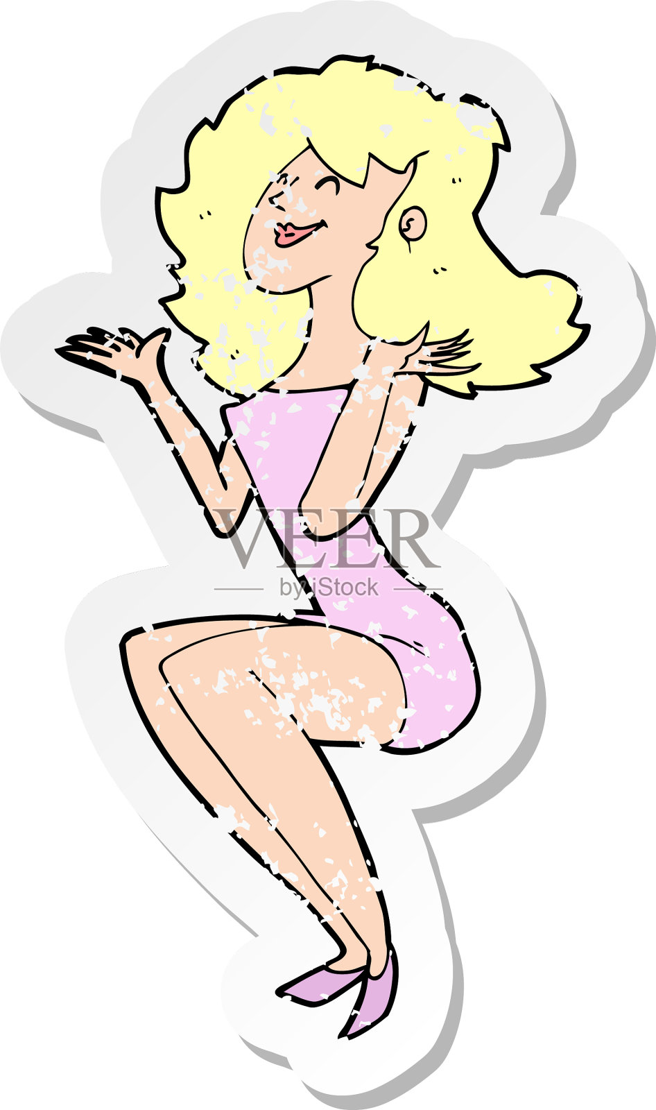 复古心疼贴纸的一个卡通吸引人设计元素图片